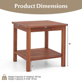 Tangkula Patio Side Table, Double-Tier Acacia Wood End Table