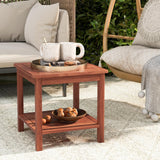 Tangkula Patio Side Table, Double-Tier Acacia Wood End Table