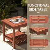 Tangkula Patio Side Table, Double-Tier Acacia Wood End Table