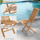 Tangkula Patio Wood Bistro Set, Teak Wood Folding Chair & Square Table Set with Slatted Seat & Tabletop