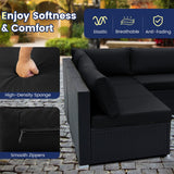 Tangkula 10 Pieces Patio Sofa Set, Outdoor Wicker Conversation Set with Soft Cushions