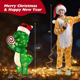 Tangkula 2.4 FT Lighted Christmas Dinosaur Decoration