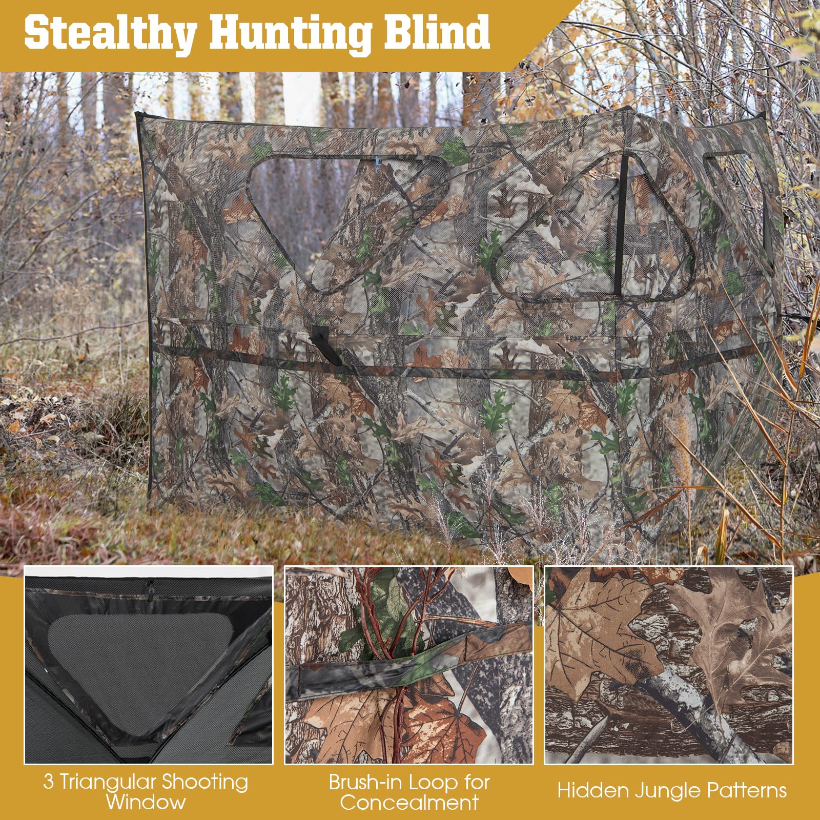 2 Panel Stakeout Hunting Blind - Tangkula