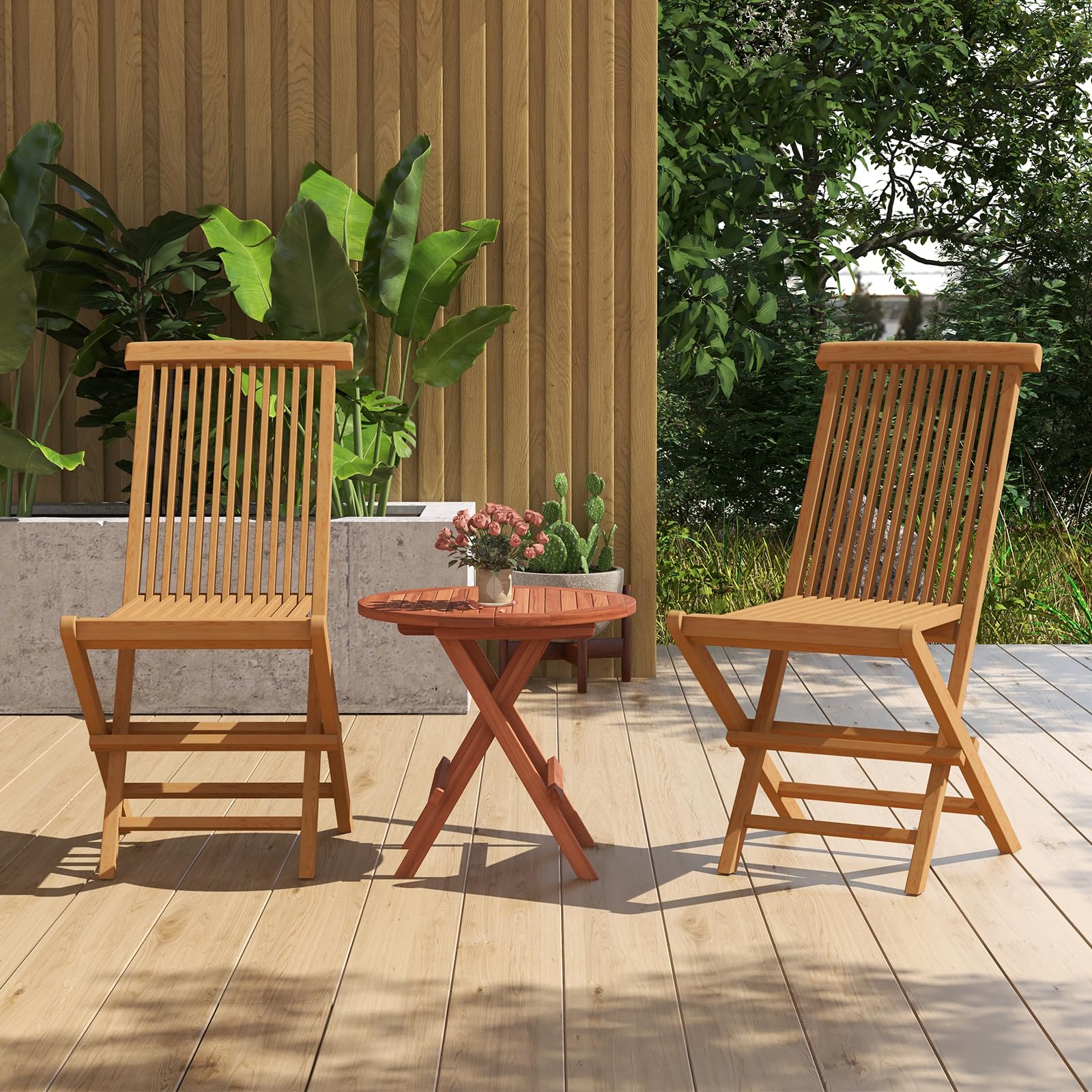  2 Piece Patio Folding Chair - Tangkula