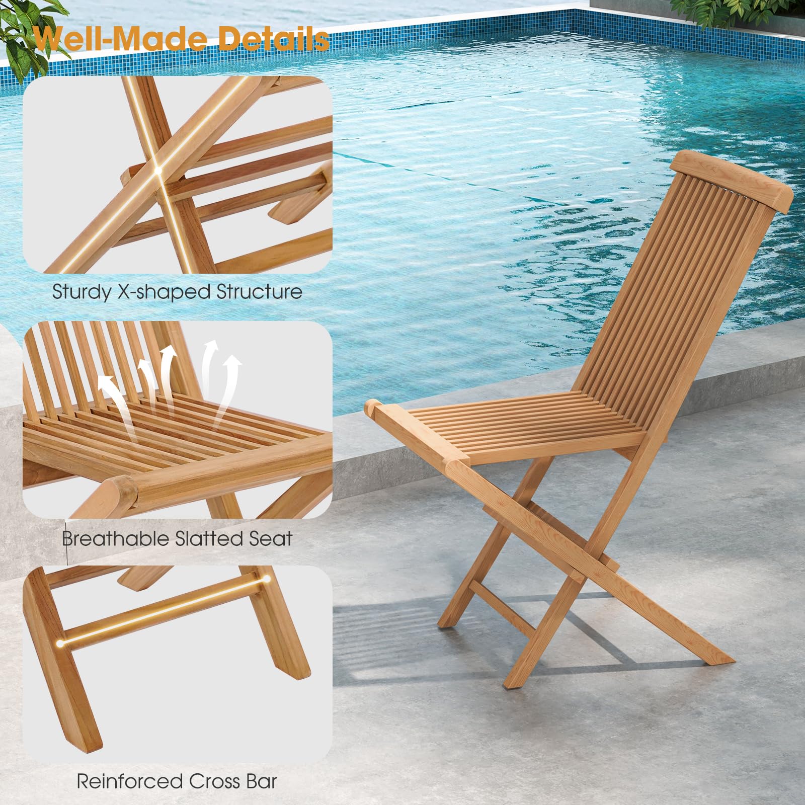  2 Piece Patio Folding Chair - Tangkula