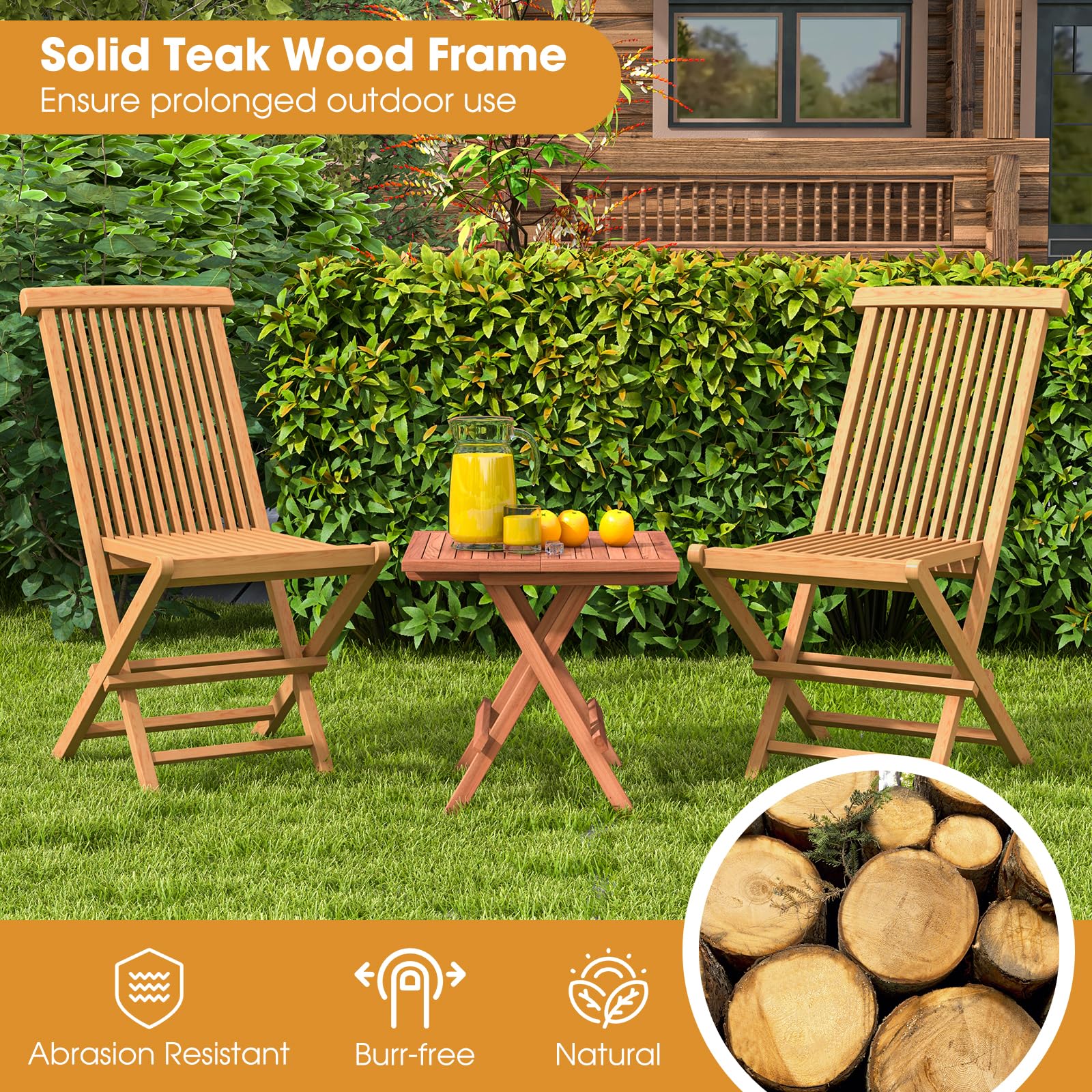  2 Piece Patio Folding Chair - Tangkula