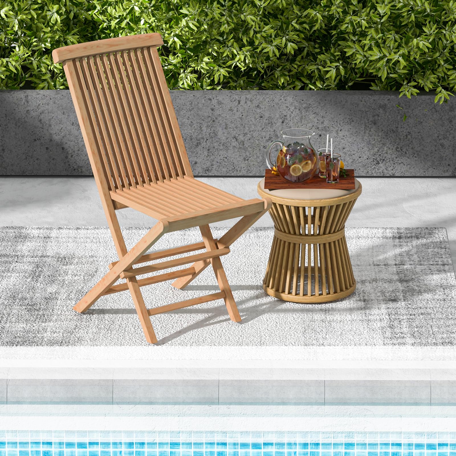  2 Piece Patio Folding Chair - Tangkula