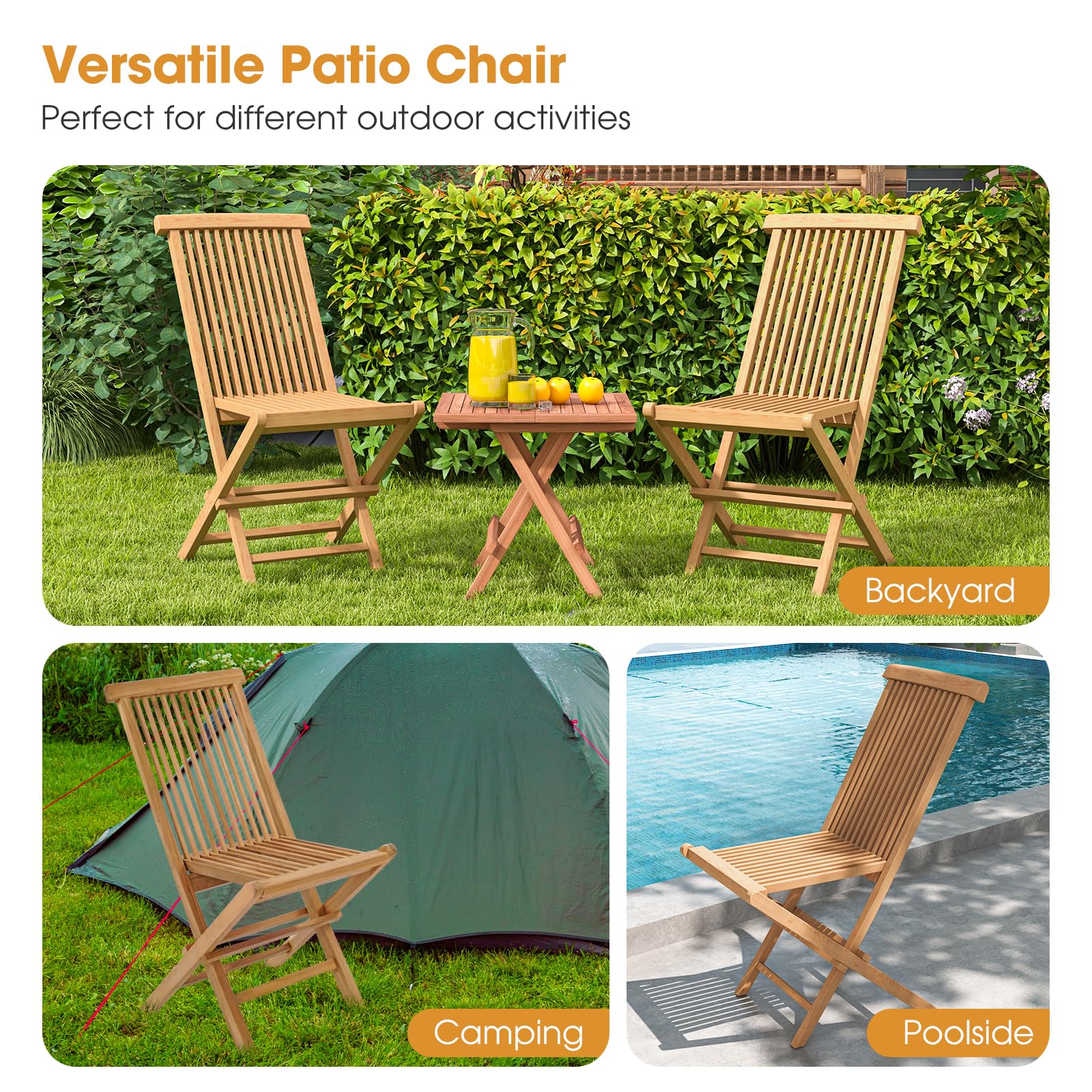  2 Piece Patio Folding Chair - Tangkula
