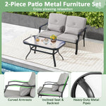Patio Love Seat Sofa & Table - Tangkula