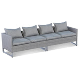 Tangkula 2 Pieces Patio Furniture Sofa Set, Patiojoy Wicker Conversation Set with Cushions and Sofa Clips