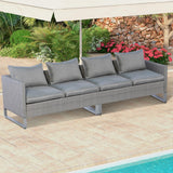 Tangkula 2 Pieces Patio Furniture Sofa Set, Patiojoy Wicker Conversation Set with Cushions and Sofa Clips