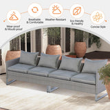 Tangkula 2 Pieces Patio Furniture Sofa Set, Patiojoy Wicker Conversation Set with Cushions and Sofa Clips