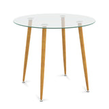 Tangkula 35.5 Inch Round Glass Dining Table, Modern Leisure Table with Tempered Glass Tabletop & Metal Legs