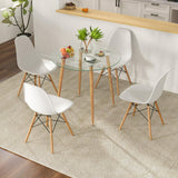 Tangkula 35.5 Inch Round Glass Dining Table, Modern Leisure Table with Tempered Glass Tabletop & Metal Legs