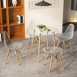 Tangkula 35.5 Inch Round Glass Dining Table, Modern Leisure Table with Tempered Glass Tabletop & Metal Legs
