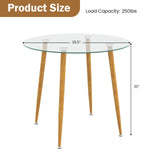 Tangkula 35.5 Inch Round Glass Dining Table, Modern Leisure Table with Tempered Glass Tabletop & Metal Legs