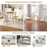Tangkula 35.5 Inch Round Glass Dining Table, Modern Leisure Table with Tempered Glass Tabletop & Metal Legs