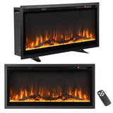 Tangkula 50 Inches Electric Fireplace Inserts, Recessed, Wall Mounted and Freestanding 1500W Slim Fireplace Heater with Remote Control