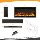 Tangkula 50 Inches Electric Fireplace Inserts, Recessed, Wall Mounted and Freestanding 1500W Slim Fireplace Heater with Remote Control