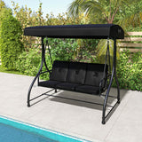 Tangkula 3 Seats Converting Patio Swing, Outdoor Porch Garden Canopy Swing with Comfortable Cushion Seats