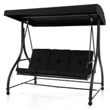 Tangkula 3 Seats Converting Patio Swing, Outdoor Porch Garden Canopy Swing with Comfortable Cushion Seats