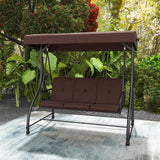 Tangkula 3 Seats Converting Patio Swing, Outdoor Porch Garden Canopy Swing with Comfortable Cushion Seats