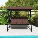 Tangkula 3 Seats Converting Patio Swing, Outdoor Porch Garden Canopy Swing with Comfortable Cushion Seats