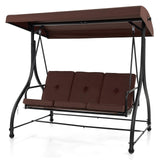 Tangkula 3 Seats Converting Patio Swing, Outdoor Porch Garden Canopy Swing with Comfortable Cushion Seats