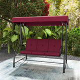 Tangkula 3 Seats Converting Patio Swing, Outdoor Porch Garden Canopy Swing with Comfortable Cushion Seats