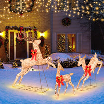 3 Pieces Lighted Christmas Reindeer - Tangkula
