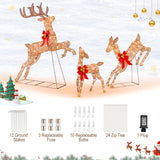 3 Pieces Lighted Christmas Reindeer - Tangkula