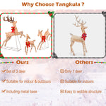 3 Pieces Lighted Christmas Reindeer - Tangkula