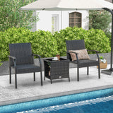 Tangkula 3 Pieces Patio Wicker Chair Set, Waterproof All Weahter Heavy Duty Outdoor Conversation Set