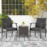 Tangkula 3 Pieces Patio Wicker Chair Set, Waterproof All Weahter Heavy Duty Outdoor Conversation Set