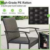 Tangkula 3 Pieces Patio Wicker Chair Set, Waterproof All Weahter Heavy Duty Outdoor Conversation Set