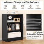3 Tier Bookcase, Floor Standing Open Bookshelf with 18-Position Adjustable Shelves - Tangkula