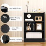 3 Tier Bookcase, Floor Standing Open Bookshelf with 18-Position Adjustable Shelves - Tangkula