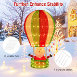 Tangkula 4.5 FT Lighted Christmas Santa Claus with Hot Air Balloon