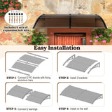 Tangkula Window Awning, Modern Polycarbonate Overhead Door Awning for Rain Snow Sunlight Protection