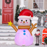 Tangkula 4 FT Lighted Christmas Inflatable Snowman with 360° Rotating Colorful LED Light