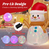 Tangkula 4 FT Lighted Christmas Inflatable Snowman with 360° Rotating Colorful LED Light