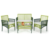 Tangkula 4 Pieces Outdoor Rattan Chair Set for Backyard, Poolside, Balcony