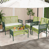 Tangkula 4 Pieces Outdoor Rattan Chair Set for Backyard, Poolside, Balcony