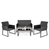 Tangkula 4 Pieces Wicker Patio Furniture Set with Quick-Drying Foam