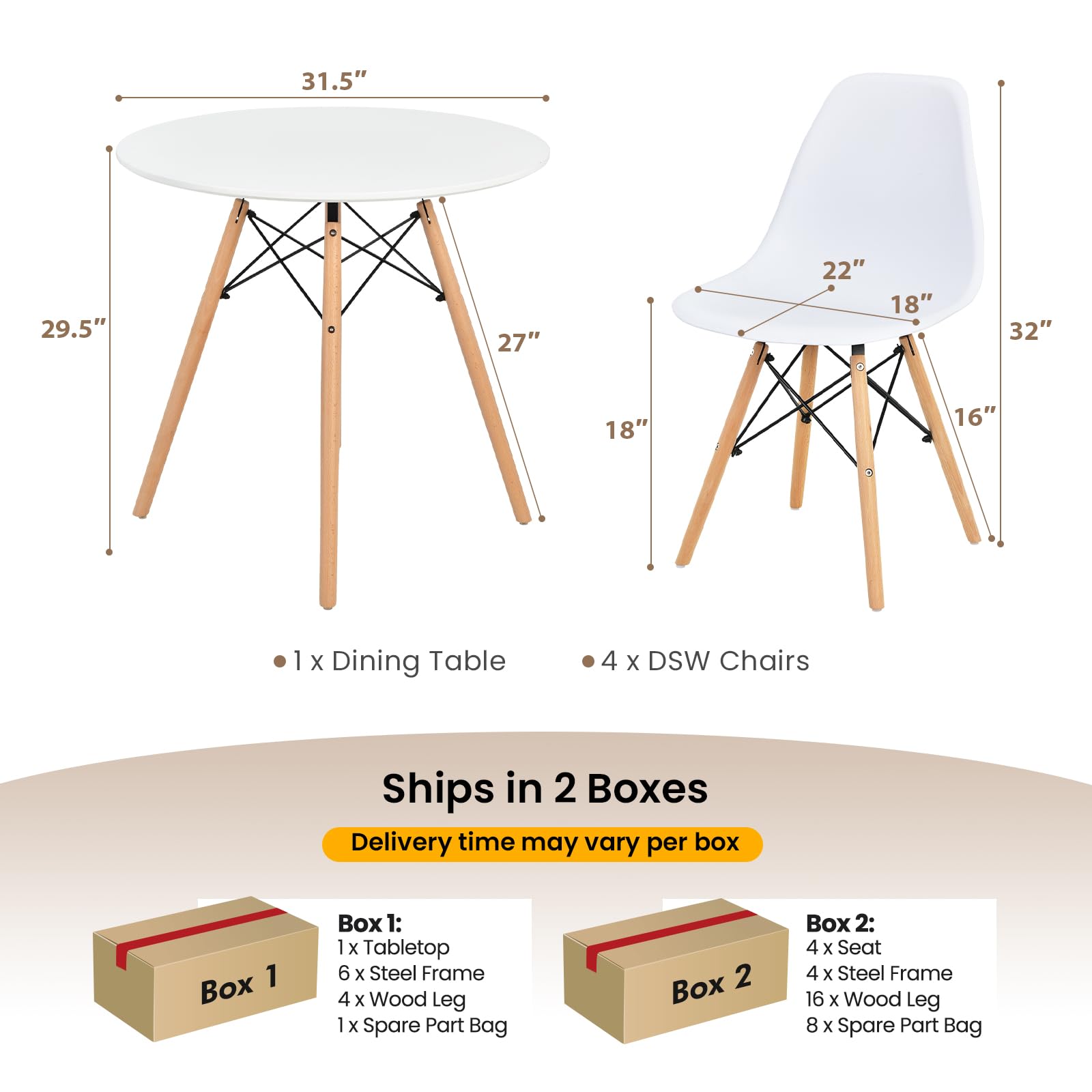  5-Piece Dining Table Set for 4 - Tangkula