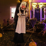 Tangkula 5.2FT Halloween Animated Standing Greeter Old Lady with Candy Dish