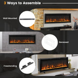 Tangkula 50 Inches Electric Fireplace Inserts, Recessed, Wall Mounted and Freestanding 1500W Slim Fireplace Heater with Remote Control