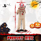 Tangkula 5FT Grins Animatronic Killer Clown, Indoor Outdoor Scary Clown Halloween Decoration with Pre-Recorded Creepy Sound