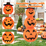Tangkula 5 FT Halloween Lighted 3 Stacked Pumpkins, 3 Overlapped Pre-Lit Lighted Pumpkins with Hat
