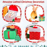 Tangkula 5 FT Inflatable Christmas Liftable Santa Claus Climbing Chimney with Reindeer Standing on a Gift Box